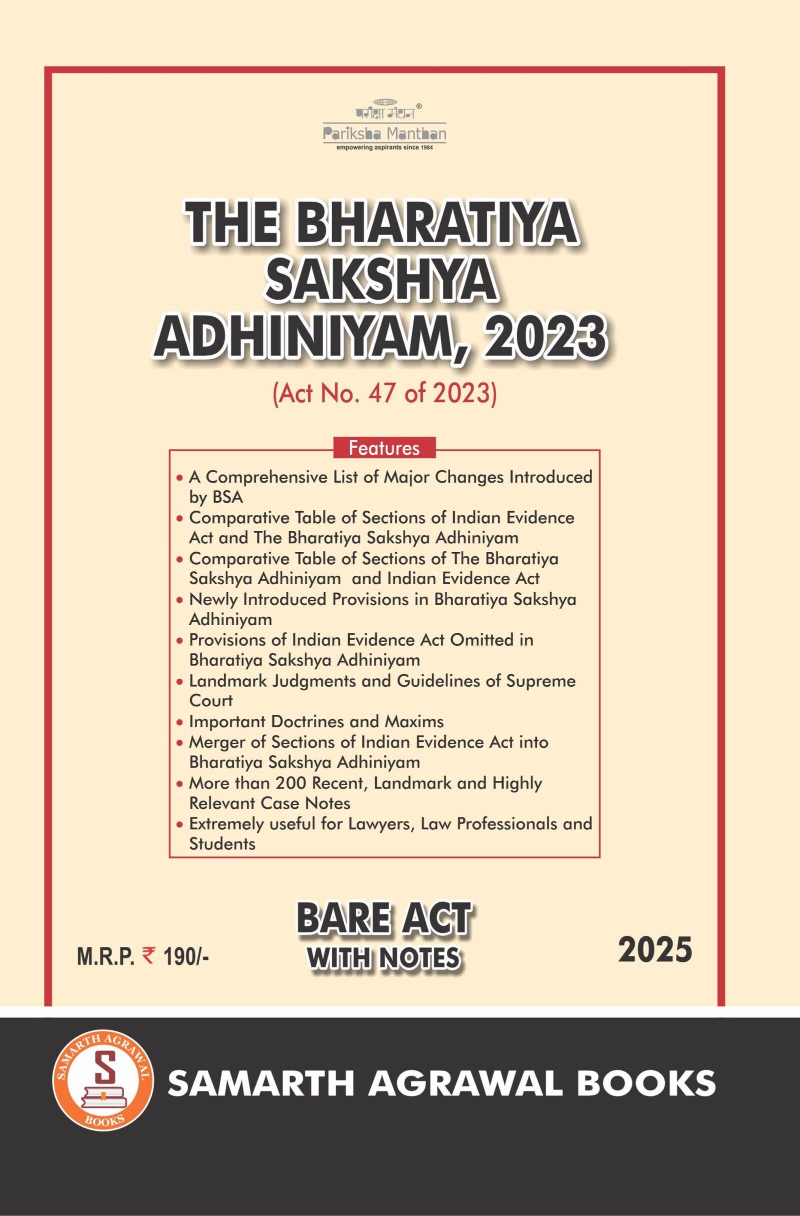 The Bharatiya Sakshya Adhiniyam 2023: Bare Act